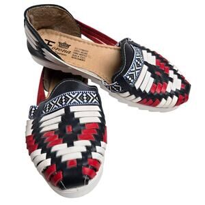 Corona Fashion Sandals Women's Red White Blue Leather Slip-ons-See Measurements)